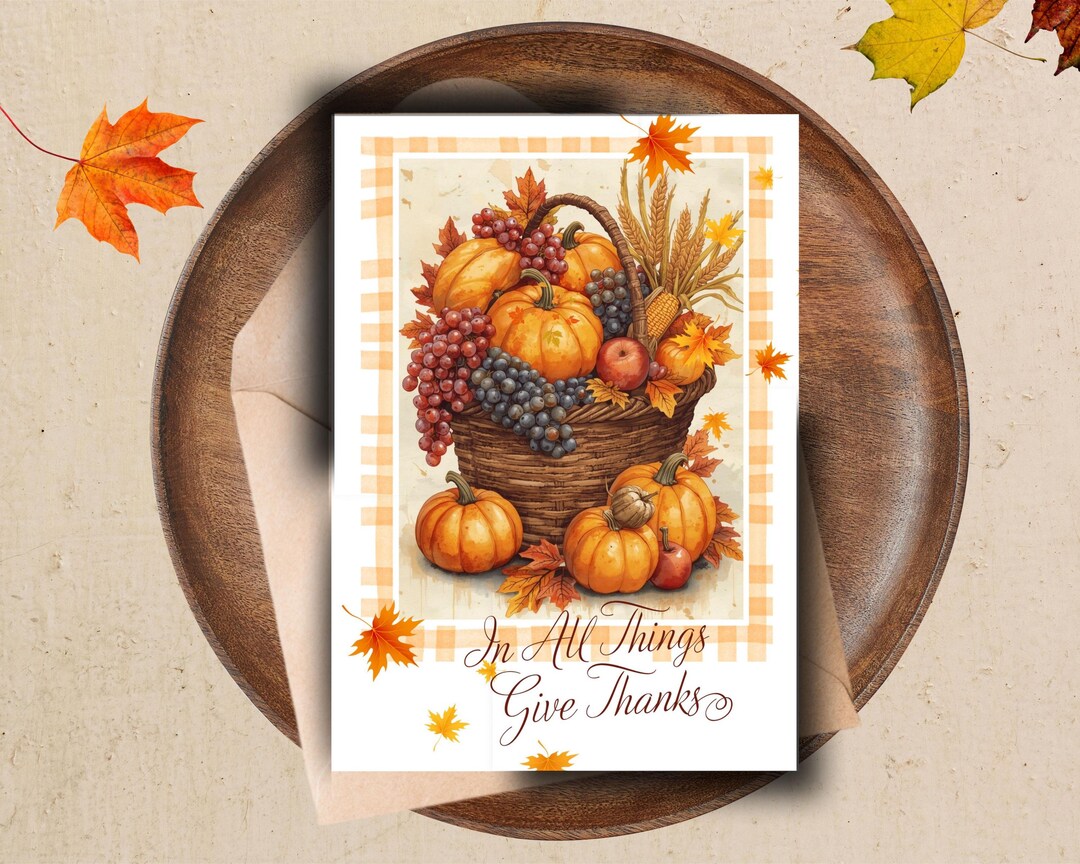 Watercolor Cornucopia Thanksgiving Card | Printable Autumn Thank You