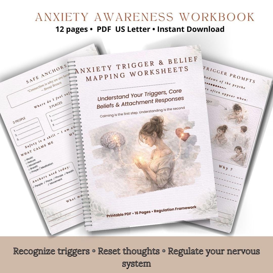 Anxiety Trigger Workbook | Emotional Trigger Worksheet, Shadow Work ...