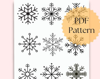 Winter snowflake printable stick and stitch, Christmas ornament PDF digital hand embroidery pattern on stabilizer, DIY gift, tree decor