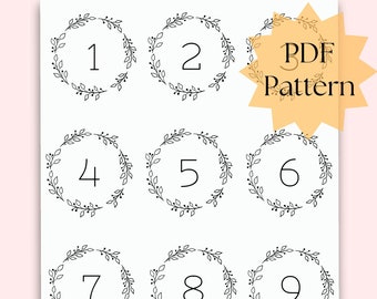 Printable stick and stitch, 24 number for advent calendar PDF digital hand embroidery pattern on stabilizer, DIY Christmas countdown decor