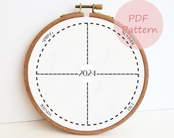 Seasonal quarterly embroidery journal pattern, hand embroidery journal PDF template, stitching journal, beginner needlepoint, thread journal