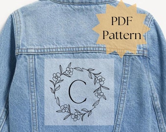 26 alphabet letter for denim jacket, personalized name for jean jacket, custom name jean jacket, hand embroidery PDF pattern, birthday gift