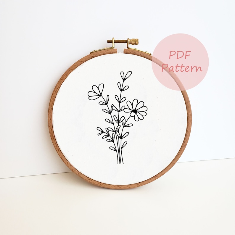 Simple Flower Embroidery Pattern Bundle, Mini Flower Printable PDF ...