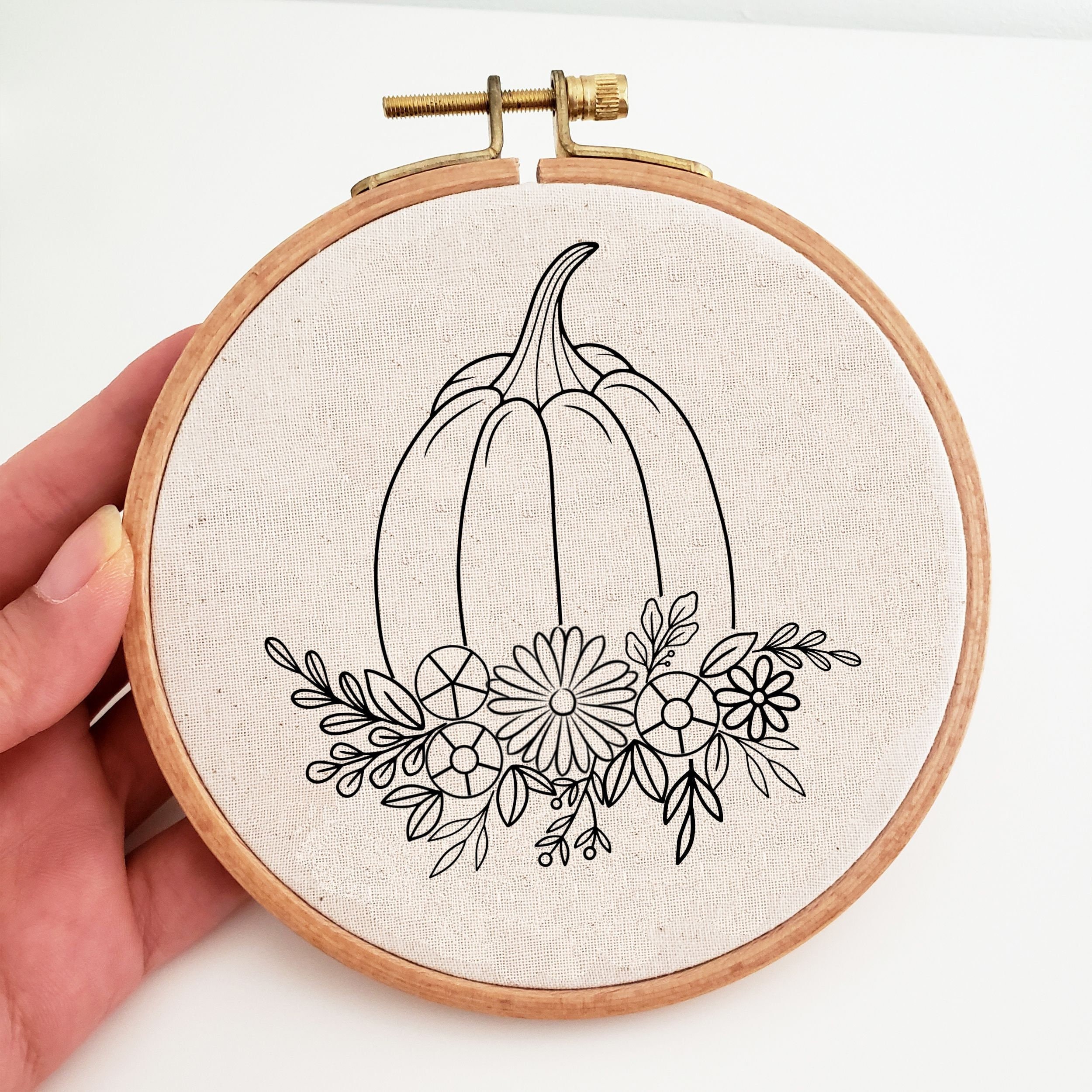 Pumpkin Hand Embroidery Design, Fall Autumn Embroidery Pattern ...
