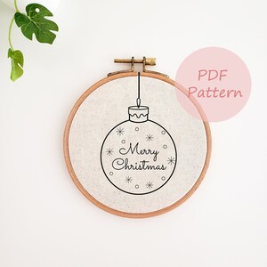 Merry Christmas embroidery pattern, ornament hand embroidery design, Christmas embroidery PDF pattern, Christmas embroidery for beginner