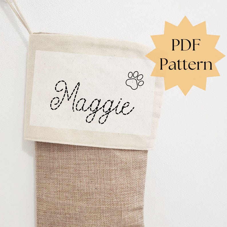 Personalized Name Embroidery Pattern for Christmas Stockings, Custom