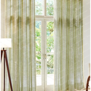 Cortinas bohemias verdes, cortinas de crochet, cortinas vintage, cortinas de estilo campestre, cortinas a medida