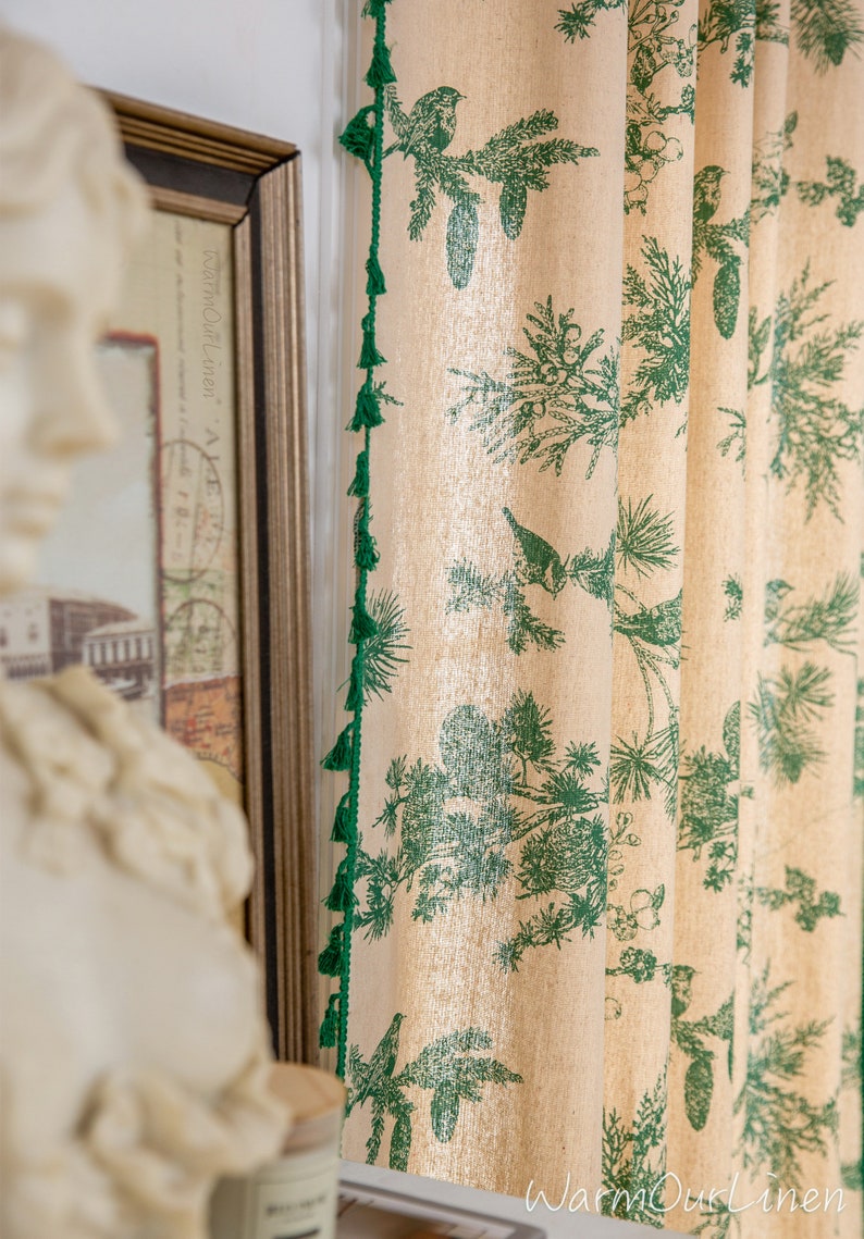 Rideau bohème, panneau de rideau en lin, rideau bohème, draperie de style champêtre, rideaux pour le salon et la chambre à coucher, dimension de rideau à personnaliser image 6