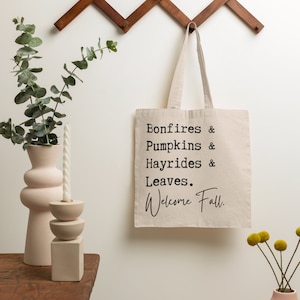 WELCOME FALL Canvas Tote Bag | Perfect Fall Tote | Minimalist Bag | Fall Lover Birthday Gift | Pumpkin Bag