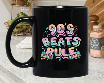 90's Beats Rule Retro 11oz Black Coffee Mug