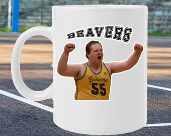 Teen Wolf Beavers Chubby White Coffee Mug 11oz, Funny Mug For Dad, Retro 80s Decor, Movie Mugs, Home Office Decor, Work From Home Mug