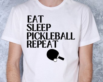 Pickleball Shirt For Men, Crewneck Short Sleeve T-Shirt, Pickleball Gifts, Pickleball T Shirt, Eat Sleep Pickleball Repeat Shirt, Mom Gifts