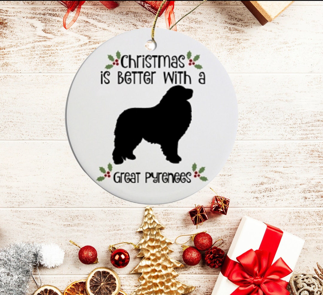 Great Pyrenees Dog Breed Round Christmas Tree Ornament Dog Gift Ideas