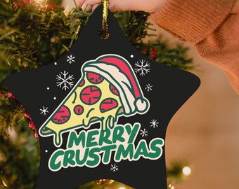 Merry Crustmas Funny Pizza Holiday Star Ornament, Pepperoni Pizza Christmas Gift, Funny Pizza Tree Christmas, Christmas For Pizza Lover