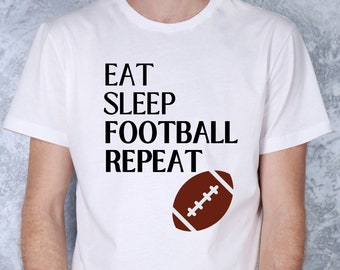Game Day Football Short Sleeve Tshirt, Eat Sleep Football Repeat Shirt, Football Coach Gift, Trendy Cotton T-Shirt, Football Mama Shirt