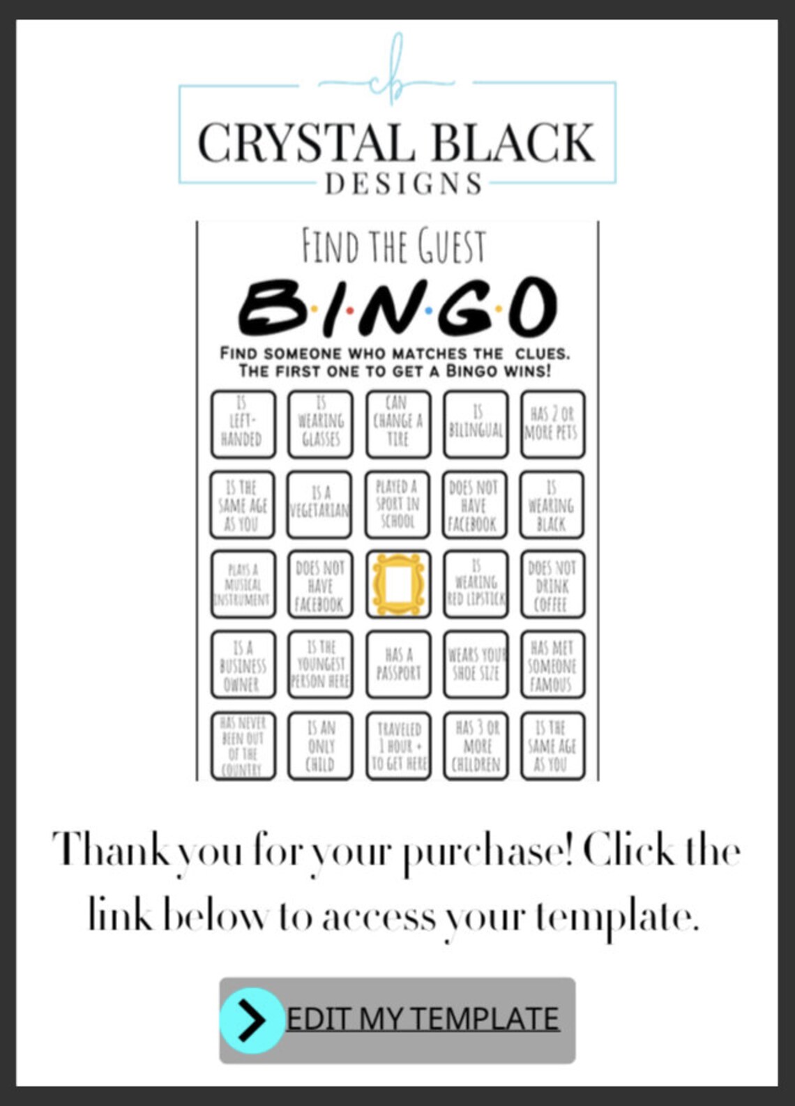 FRIENDS Bingo Game Baby Shower Bingo Bridal Shower Bingo Etsy