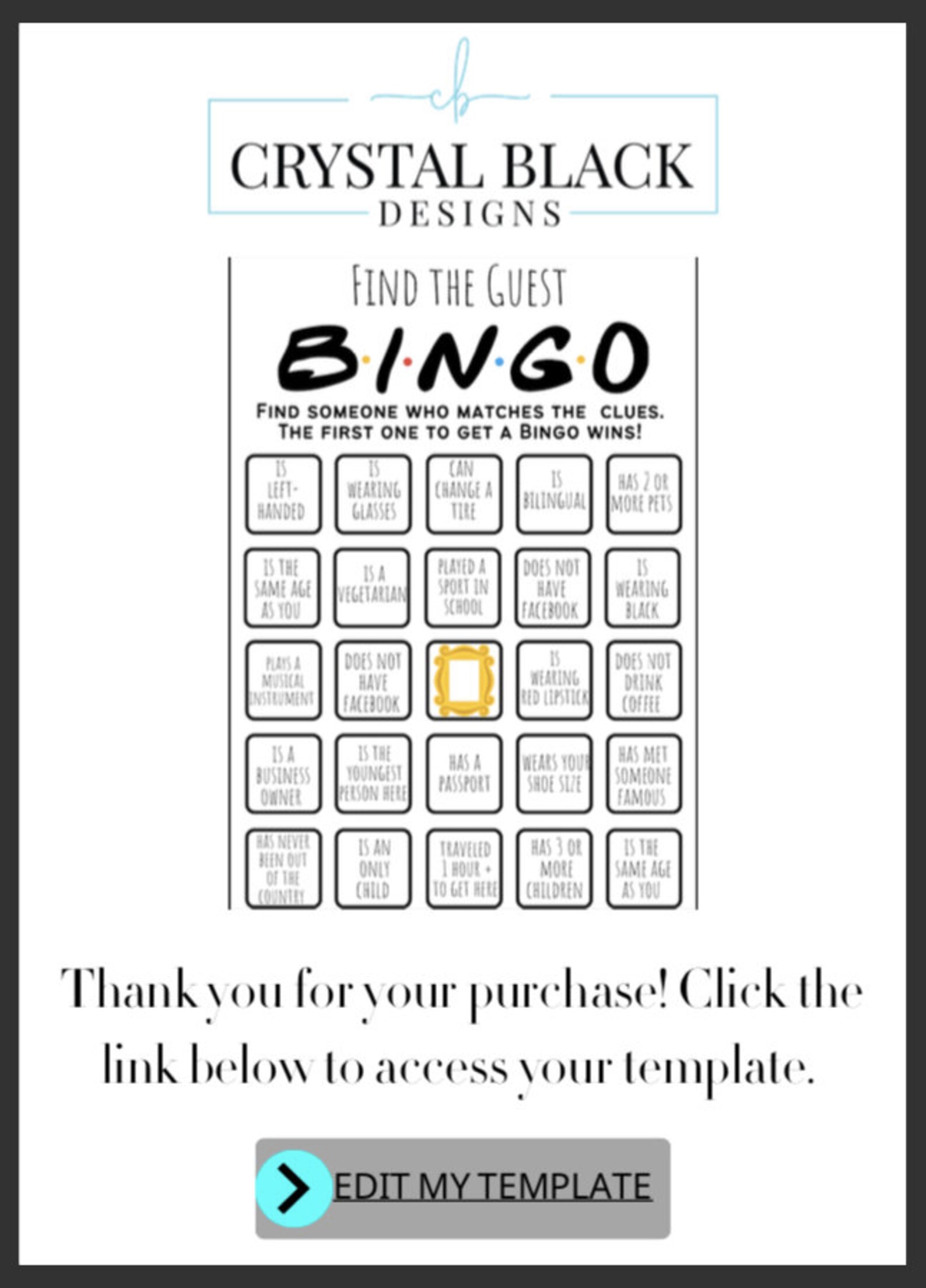 FRIENDS Bingo Game Baby Shower Bingo Bridal Shower Bingo Etsy