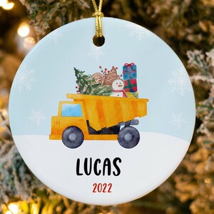 Custom Christmas Truck Ornament, Christmas Gifts For Kids, Personalized Name Ornaments, Vintage Yellow Truck, Santa's Truck, Kids Gifts
