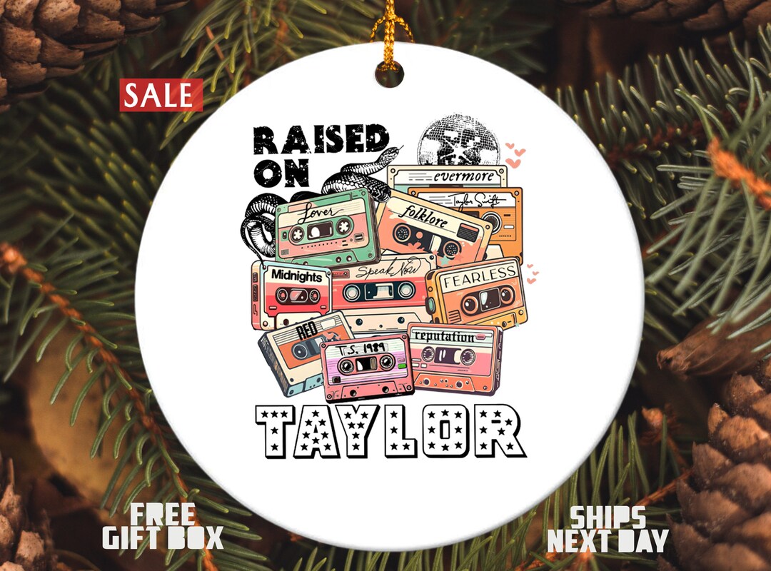 Raised on Taylor Ornament, Cassette Tape Ornament, Taylor the Eras Tour Gift, Ceramic Ornament