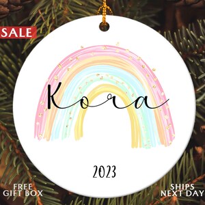 Personalized Rainbow Ornament, Custom Name Ornament, Glitter Rainbow Ornament, Pastel Rainbow Ornament, Christmas Ornament Name, Xmas Gift