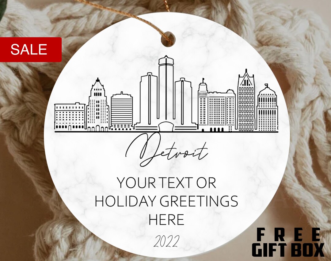 Personalized Detroit City Ornament, Detroit Game Christmas Gift, Custom