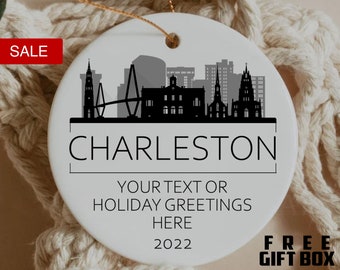 Personalized Charleston Ornament, Charleston Christmas Ornament, Custom State Ornament, Cute Christmas Ornaments, Christmas Present Santa