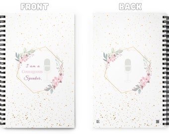 I am a Courageous Speaker - Cute Spiral notebook for Women Speakers - Positive I am statements for Leaders Dotted Notebook - Personal Growth
