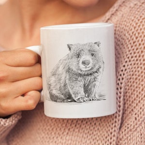 Cute Wombat coffee mug, realistic drawing, wildlife, australia, i love wombats,gift for nature lovers, earth day, animals