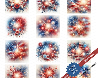 Patriotic Firecracker PNG Bundle: 4th of July Clipart (Digital Download)