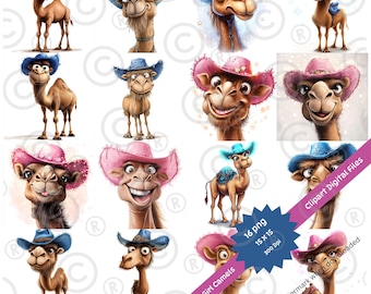 Cowboy Camel Clipart: Western Desert Animal PNG Graphics (Digital Download)
