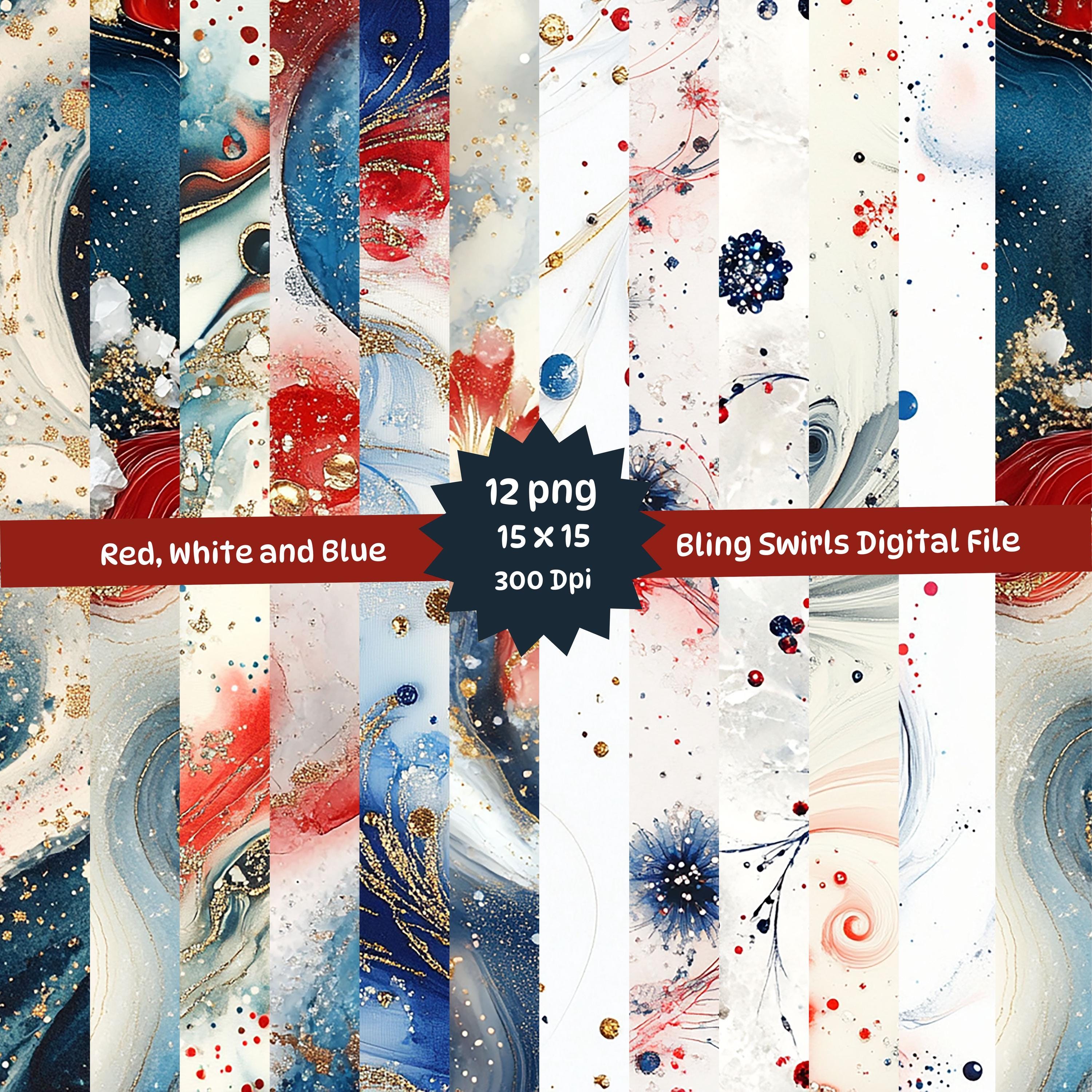 愛国的な大理石の渦巻き：赤、白、青のデジタルペーパー（PNG） - Etsy 日本, image size:3000x3000