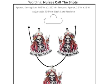 Boucles d'oreilles et collier en similicuir motif tête de mort d'infirmière, cadeaux gothiques médicaux pour Halloween, bijoux d'infirmière effrayants