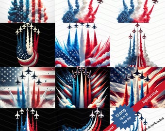 Patriotic Jet Burst US Flag PNG Bundle – 4th of July Clipart, Red White Blue PNG Bundle, Independence Day, Great for T-shirt, Mugs, Tumbler