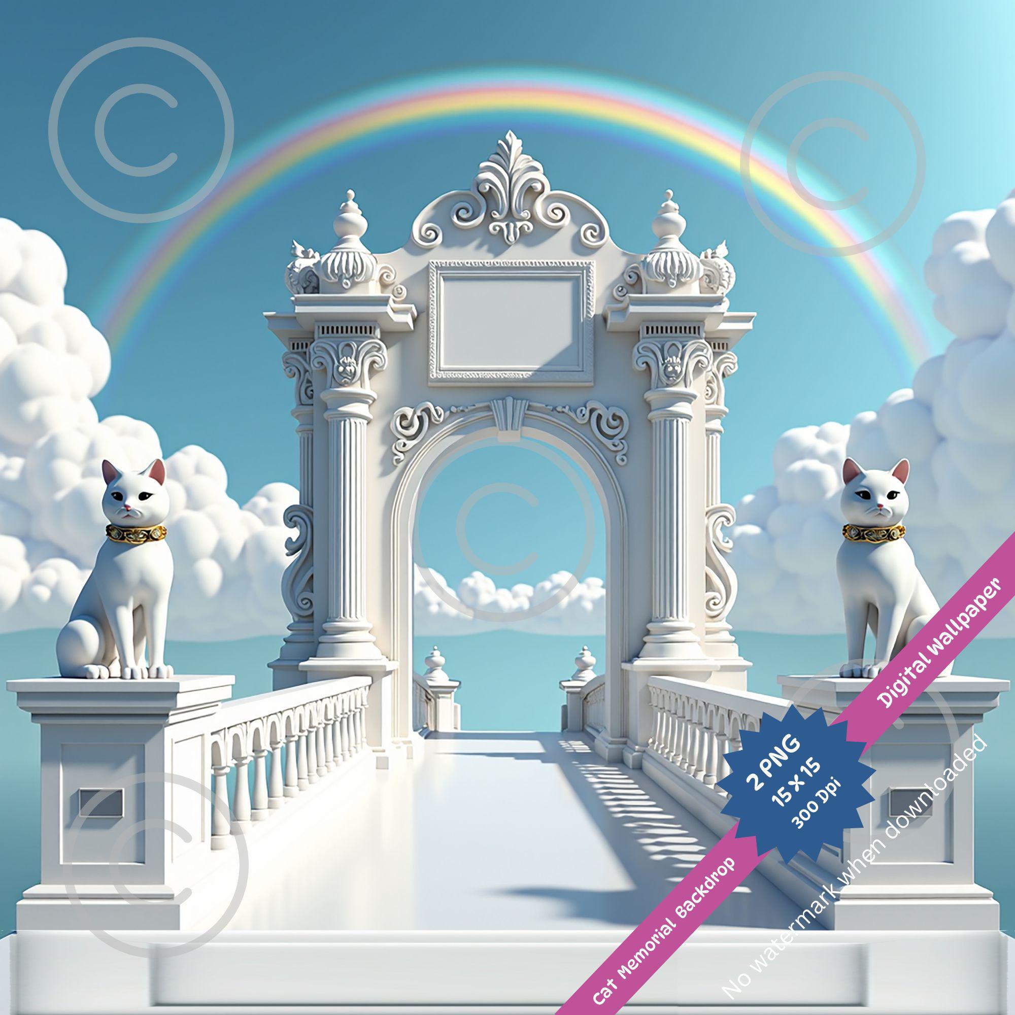 Rainbow Bridge Cat Memorial Backdrop | Digital Download | Pet Loss ...