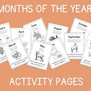 Months of the Year Handwriting Coloring Poetry Activity Pages Download Digital File PDF Homeschool Printable