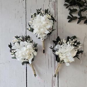 White Naturals Dried Flower Boutonniere Mini Dried Flower Bouquet, ,Bohemian Dried Flower Bouquet,Eucalyptus Groomsmen buttonhole,