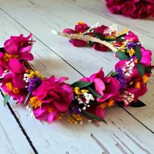 Épingles à cheveux fleurs séchées magenta Viva, épingles à cheveux fleurs d'automne, épingles à cheveux fleurs de mariage fuchsia, accessoires de mariage, morceau de cheveux fleurs sèches Flowers Headband