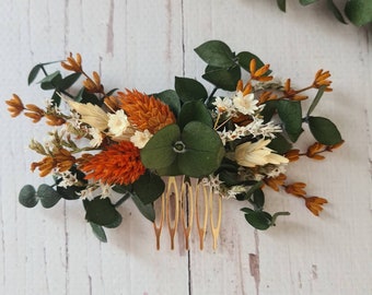 Eucalyptus Bridal Hair Comb,Bridesmaid Hair Comb,Greenery for bridal hair,Boho Wedding Gift,Dry Flower Hair Comb,Green Leaves Comb