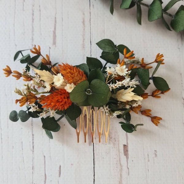 Eucalyptus Bridal Hair Comb,Bridesmaid Hair Comb,Greenery for bridal hair,Boho Wedding Gift,Dry Flower Hair Comb,Green Leaves Comb