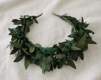 Green Eucalyptus Flower Crown: Boho Bridal Headband