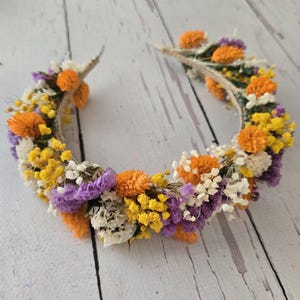 Colorful Dry Flowers Crown, Bridesmaid Flower Gift, Dry Flower Headband,Girl Child Crown,Boho Wedding Gift,Dried Flower Headband