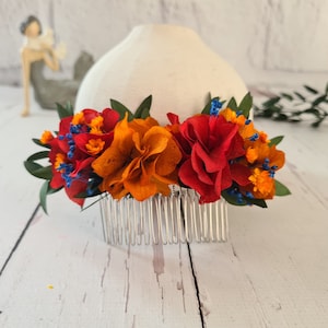 Fall Wedding Hair Comb,Wedding Bridal Set,Burnt Orange Dried Flower Comb and Crown,Bridesmaid Hair Comb,Rustic Wedding Wreath,