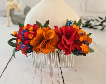 Fall Wedding Hair Comb,Wedding Bridal Set,Burnt Orange Dried Flower Comb and Crown,Bridesmaid Hair Comb,Rustic Wedding Wreath,