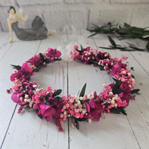 Magenta and pink Dried  Flower Crown,Fuchsia Bridal Crown,Girl Child Crown,Magenta Engagement Crown,Bridal Shower Flower,Bride flower crown
