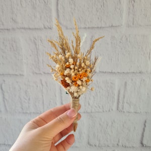 Boho Dried flower hair pins,Boho Gypsophila hair clips for bride, Autumn Flower hair pins,Burnt Orange Wedding flower hair pins, Matching Boutonniere