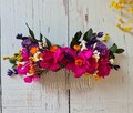 Dark Fuchsia Dried Flower Comb,Bridesmaid Hair Comb,Rustic Wedding Comb,Engagement Comb,Bridal Shower Flower,Girl Child flower comb