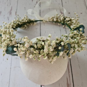 Baby&#39;s breath crown,Bridesmaid Hair Crown,Autumn Wedding Wreath,Bridal Shower flower,Girl Child Flower Crown,Boho Wedding Crown