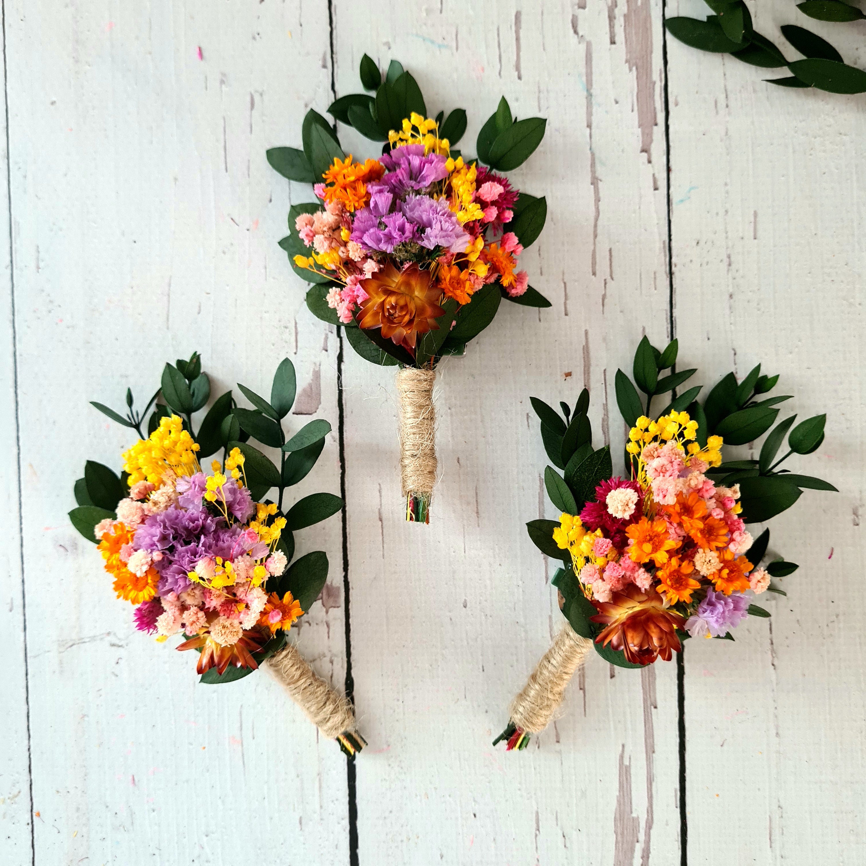 Wildflower Wedding boutonniere,Dried flower Grooms Buttonhole, Mini Dried Flower Bouquet,Bohemian Dried Flower Bouquet