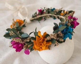 Autumn Dried Flower Crown: Rustic Wedding Hair Wreath