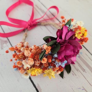 Fuchsia flower bracalet,Colourful flower bracelet ,Boho flower bracelet,Bridesmaid Wrist Corsage,flower girl bracelet,Bridal flower gift